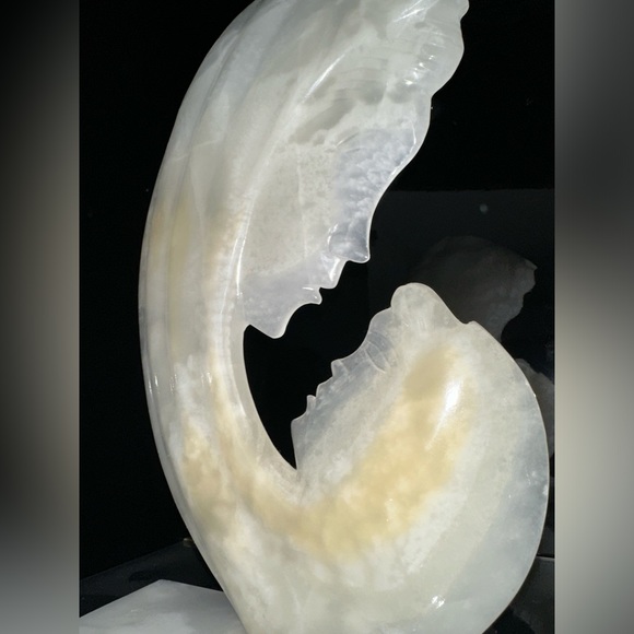 Vintage Carved Alabaster Marble Stone Mother & Child Bookend Mid-Century 14” - Picture 3 of 3